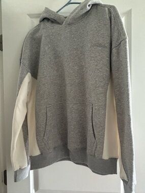Hollister Gray and Cream Fleece-Lined Hoodie